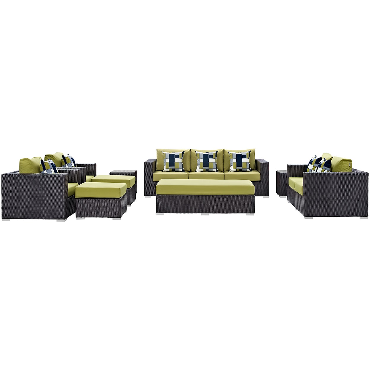 Modway Convene Outdoor 9 Piece Sofa Set