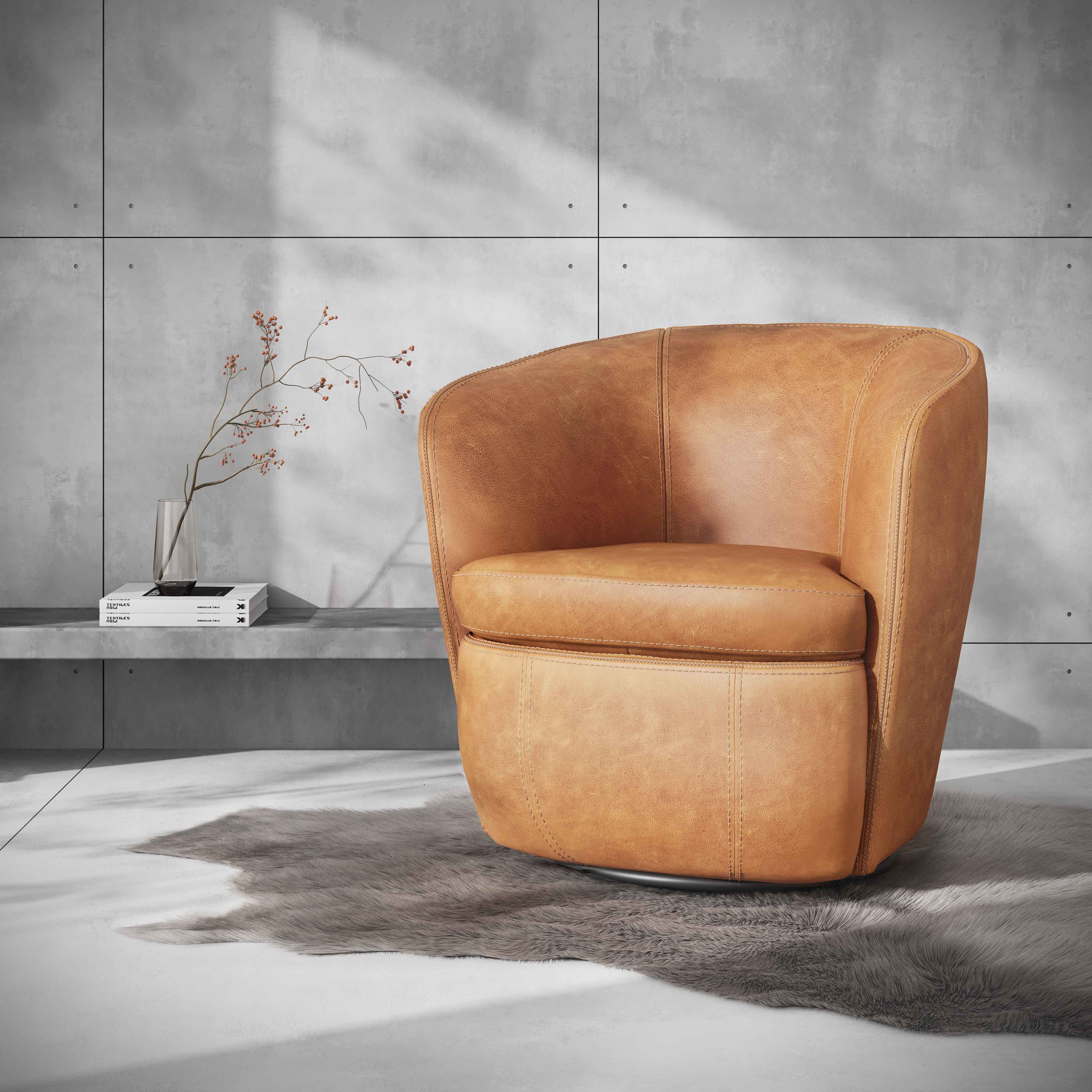 Parker Living Barolo Leather Swivel Barrel Chair