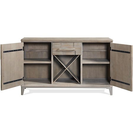Contemporary Rustic Server with Wine Bottle Storage