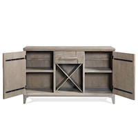 Contemporary Rustic Server with Wine Bottle Storage