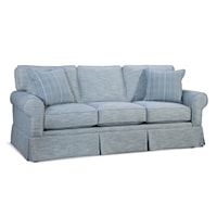 Casual Three Seater Sofa with Rolled Arms and Skirt