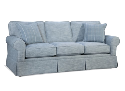 Casual Three Seater Sofa with Rolled Arms and Skirt