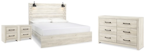 King Panel Bed, Dresser And 2 Nightstands