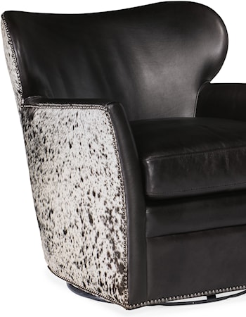 Kato Leather Swivel Chair with Hair on Hide