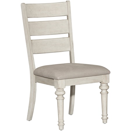 Farmhouse Ladder Back Side Chair with Upholstered Seat