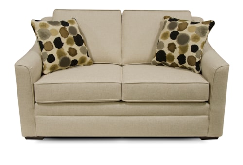 Transitional Loveseat with Sloped Arms