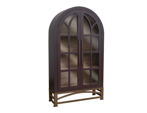 Transitional Vintage Arched Cabinet with 2 Glass Doors