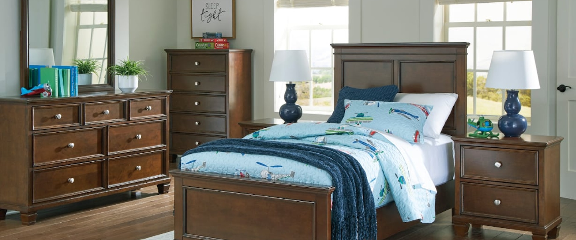 Transitional 5-Piece Twin Bedroom Set