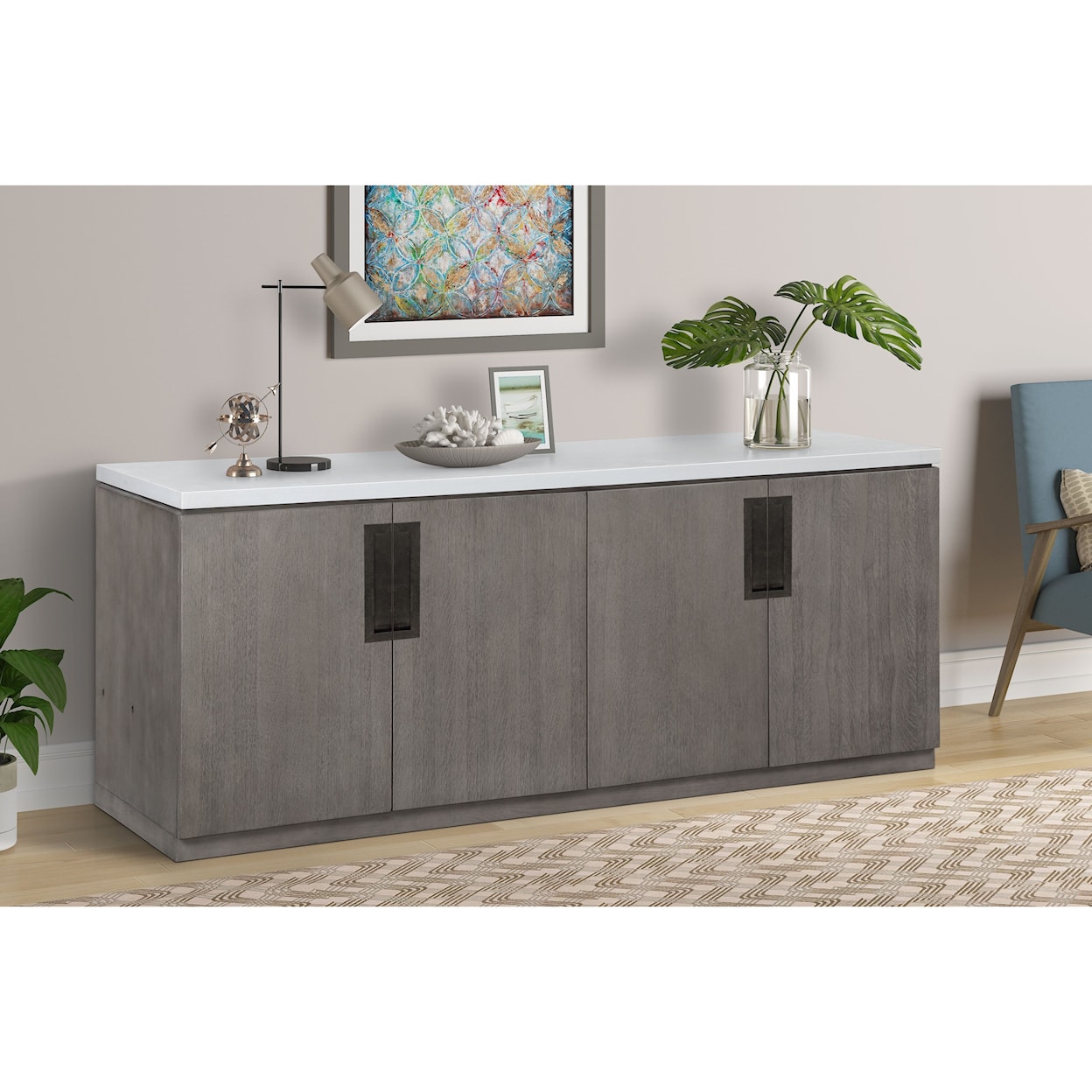 Paramount Furniture Pure Modern Credenza with Quartz Top