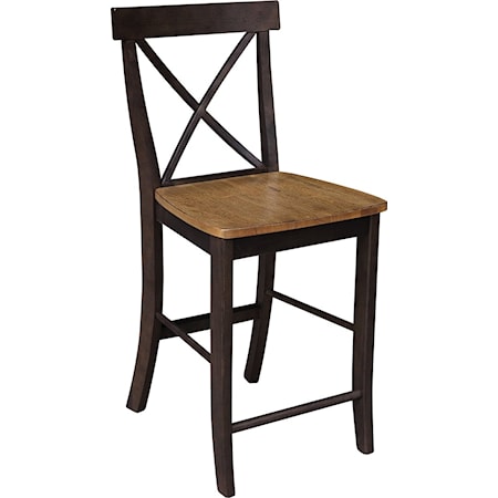 X-Back Stool in Hickory/Coal