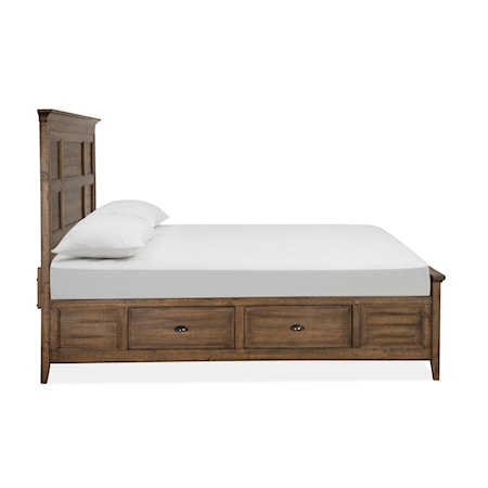 Queen Bed with Storage Rails