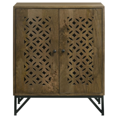 Wood Trellis Accent Storage Cabinet