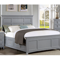 Transitional King Bed with Underbed Drawers