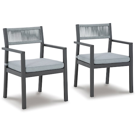 Casual Outdoor Dining Chair with Cushion (Set of 2)