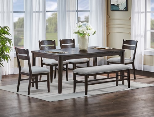 Transitional 6-Piece Dining Set with Bench