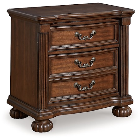 Traditional 3-Drawer Nightstand with Hidden Pull-out Tray