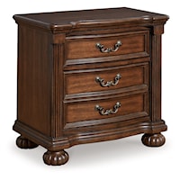 Traditional 3-Drawer Nightstand with Hidden Pull-out Tray