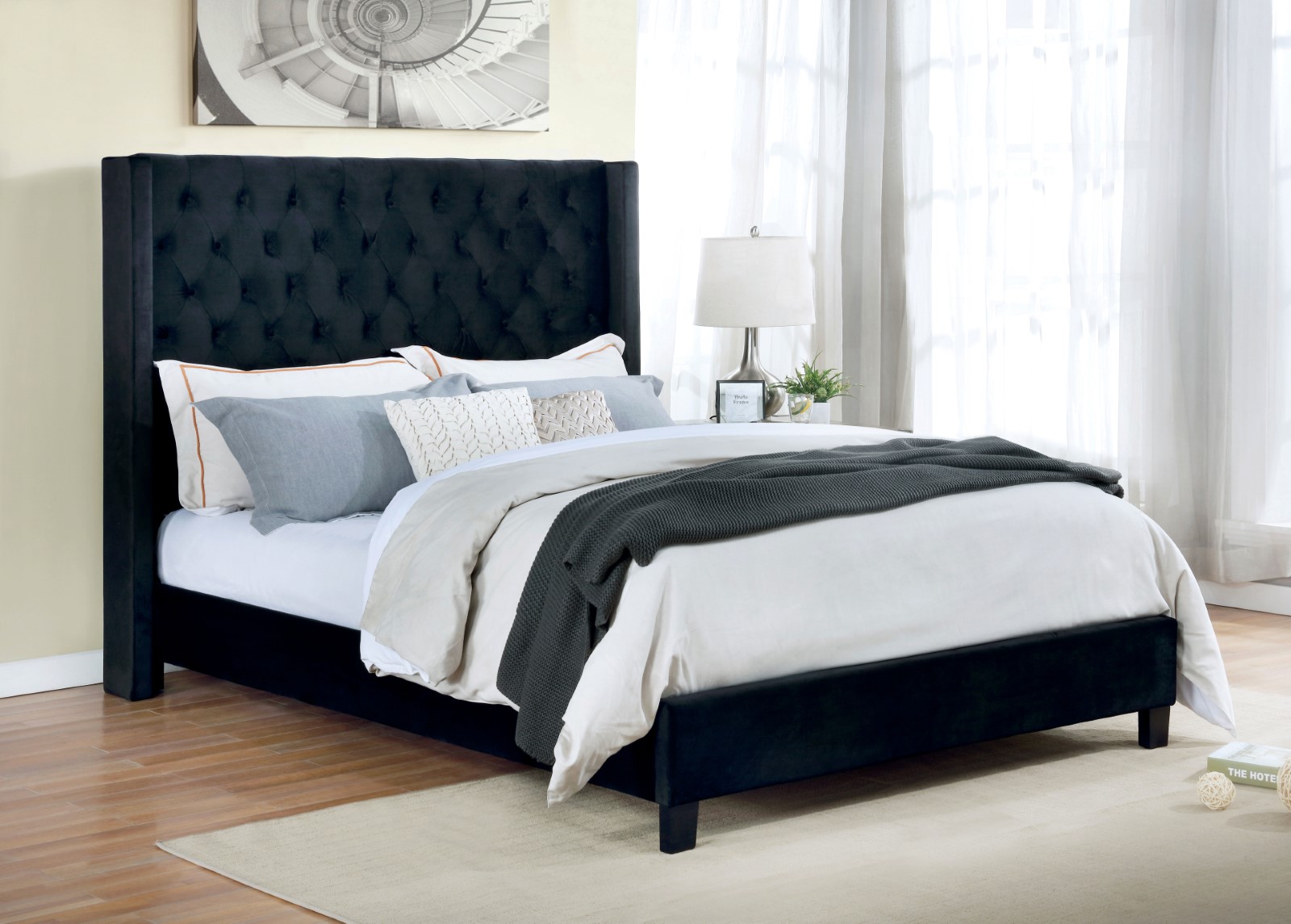 Ryleigh CM7141BKEKBED King Upholstered Bed with Tufted Wingback