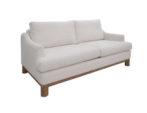 Transitional Loveseat with Exposed Wood Legs
