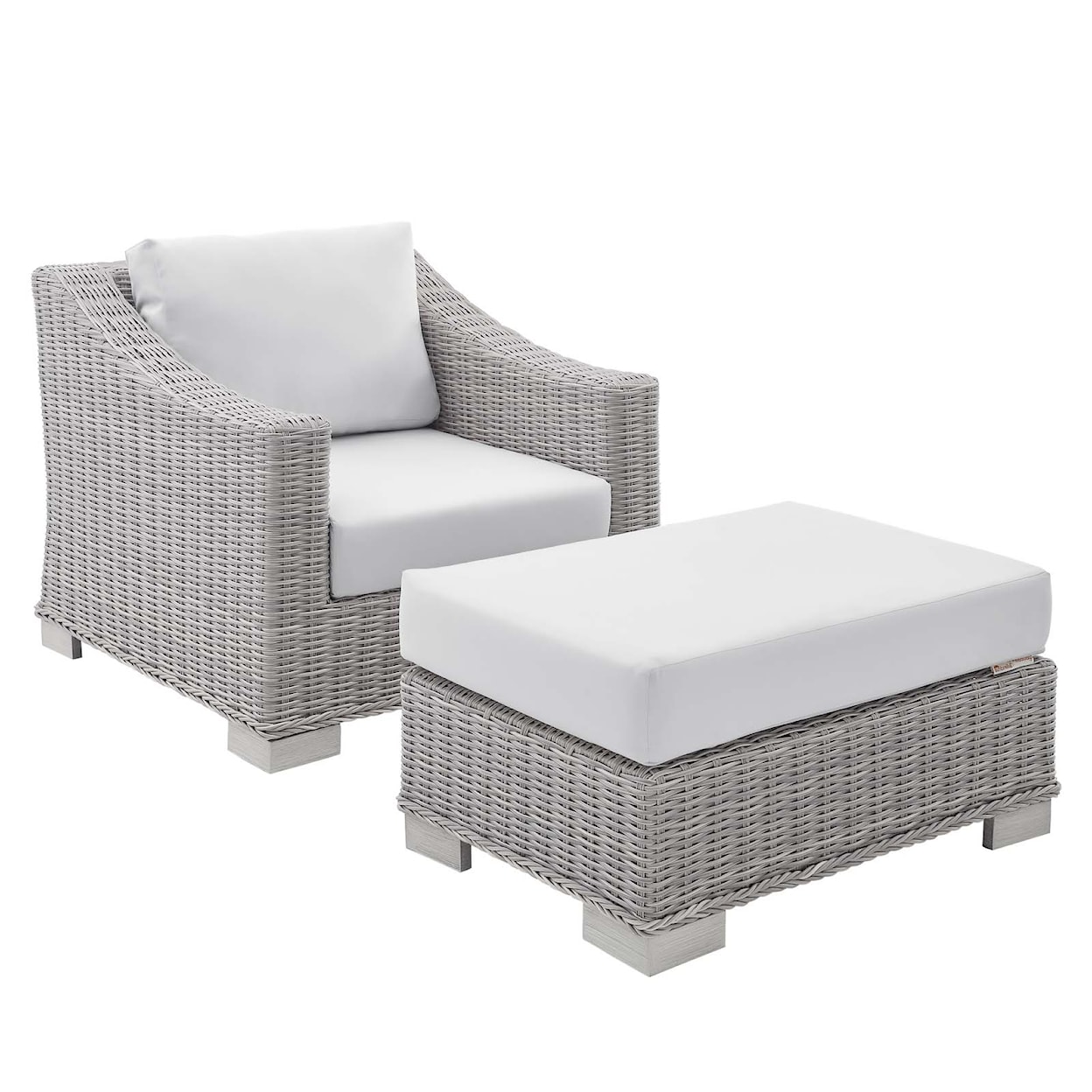 Modway Conway Outdoor 2-Piece Armchair and Ottoman Set