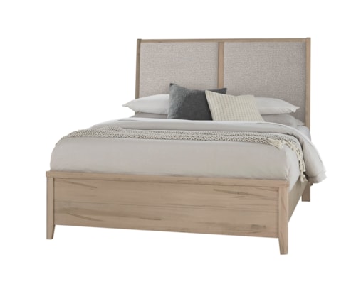 Transitional Queen Upholstered Panel Bed with Low-Profile Footboard