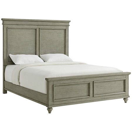 Transitional Queen Panel Bed in Grey