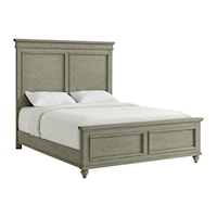 Transitional Queen Panel Bed in Grey