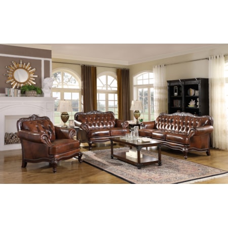 Victoria Full Leather Rolled Arm Sofa