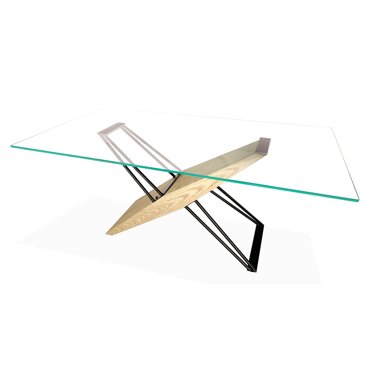 Modus International Aere Glass, Wood and Metal Rect. Dining Table