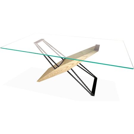 Glass, Wood and Metal Rect. Dining Table