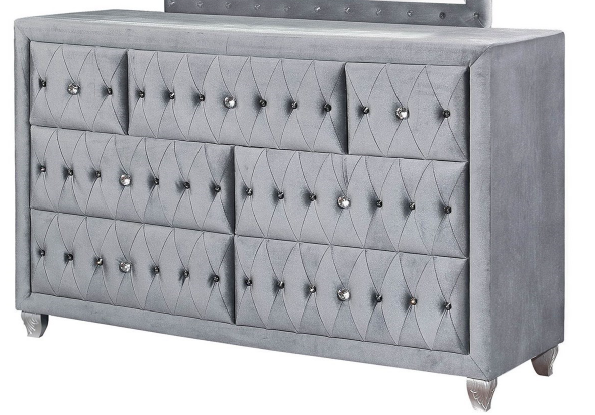 Furniture of America Alzir CM7150D Glam 7Drawer Dresser with Button