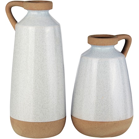 Tilbury Cream Glazed Ceramic Vase Set
