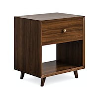 Mid-Century Modern Nightstand with USB Ports and Outlets