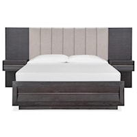Contemporary California King Wall Bed with Two Nightstands and Channel Tufted Headboard