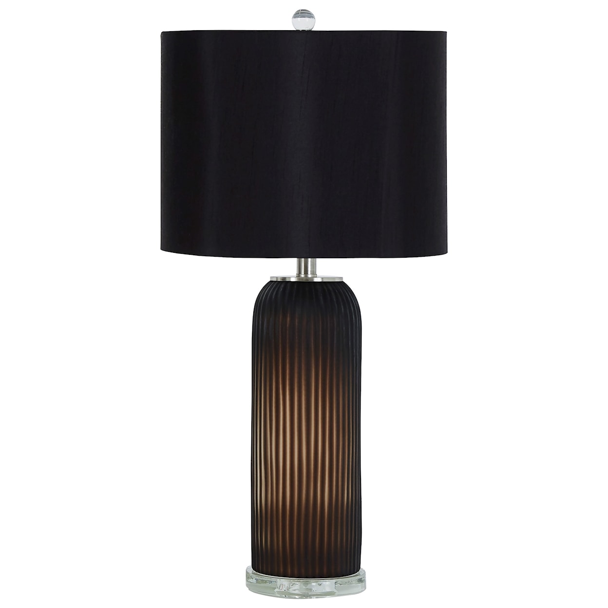 Ashley Furniture Signature Design Lamps - Contemporary Set of 2 Abaness Black Glass Table Lamps