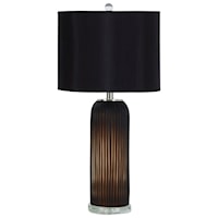 Set of 2 Abaness Black Glass Table Lamps