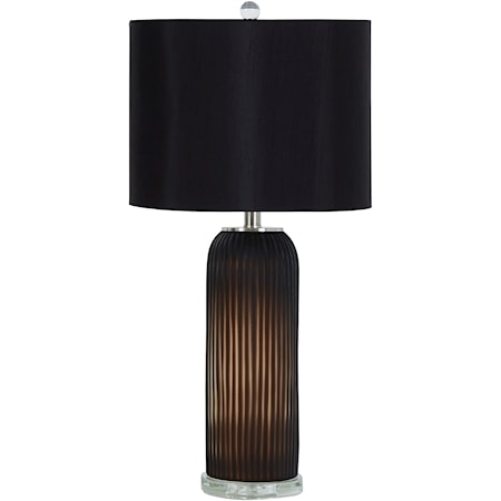 Set of 2 Abaness Black Glass Table Lamps