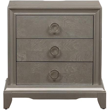 Contemporary Glam Drawer Night Stand with Charging Station