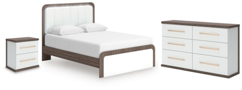Queen Upholstered Bed, Dresser And Nightstand