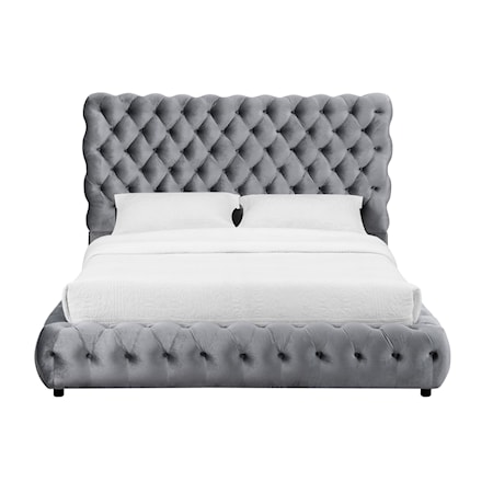 Upholstered Queen Bed with Tufting