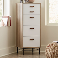 Contemporary 5-Drawer Lingerie Chest with Leather Handles