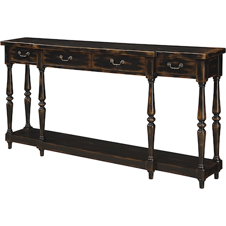 Traditional Four Drawer Console Table