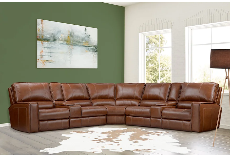 Rockford - Verona Saddle 6 Piece Modular Power Reclining Sectional by Parker Living at Galleria Furniture, Inc.