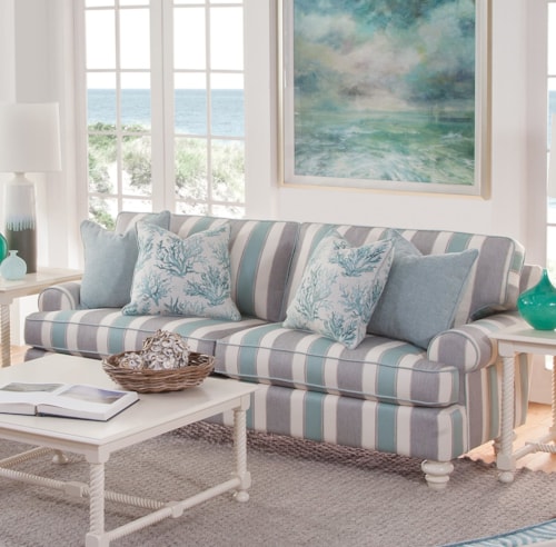 Transitional Stationary Sofa with Turned Legs