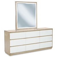 Contemporary 9-Drawer Dresser and Mirror with Built-in Lighting