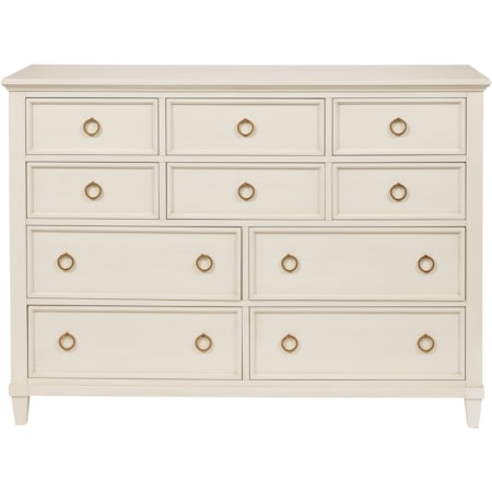 Coastal 10-Drawer Dresser with Ring-Pull Hardware