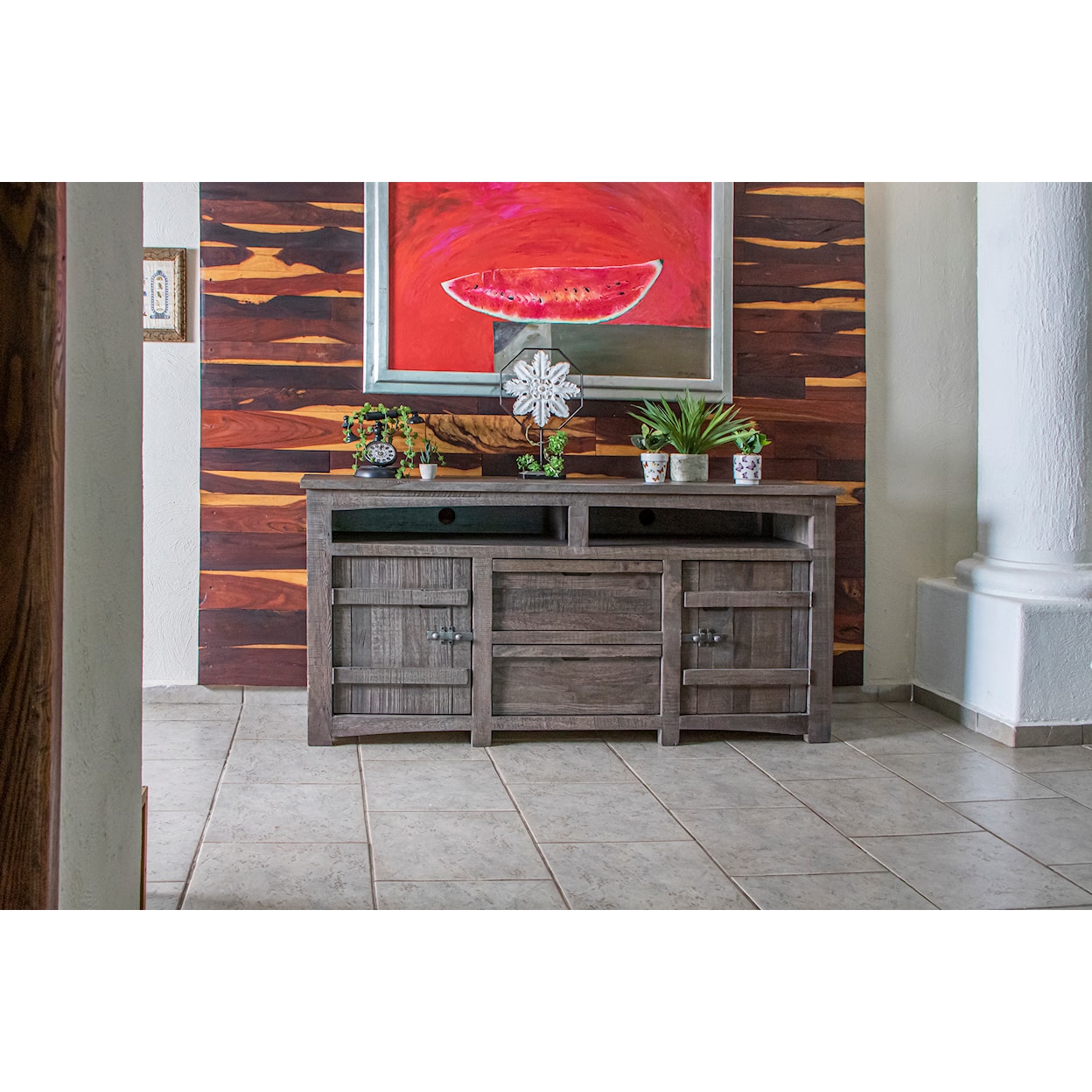 International Furniture Direct San Antonio IFD6401STN70 Rustic TV Stand