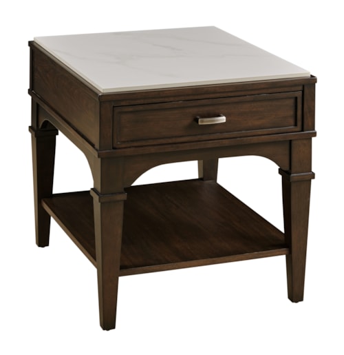 Transitional 1-Drawer End Table with Lower Shelf