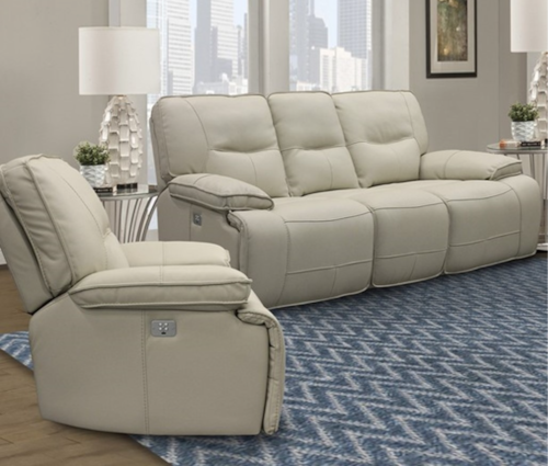 Casual Power Reclining Sofa and Recliner Set with Power Headrests
