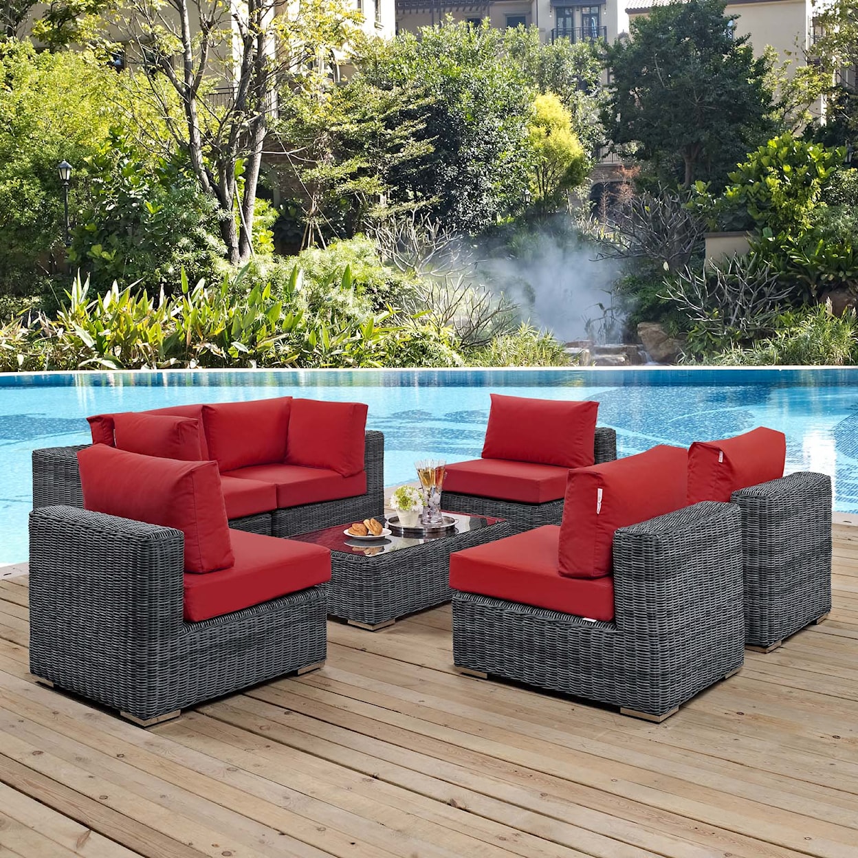 Modway Summon Outdoor 7 Piece Sectional Set